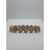 7.38ct 10kt Yellow Gold Heart Link Baguette Bracelet